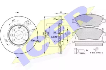 Комплект тормозов, дисковый тормозной механизм ICER 31526-9000