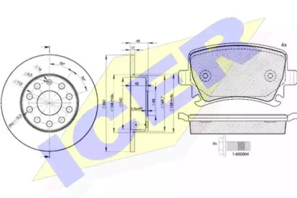 Комплект тормозов, дисковый тормозной механизм ICER 31600-5310