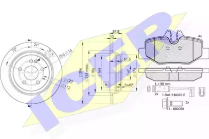 Комплект тормозов, дисковый тормозной механизм ICER 31676-0416