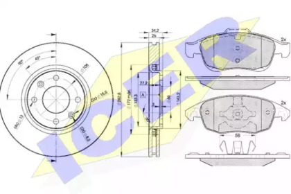 Комплект тормозов, дисковый тормозной механизм ICER 31852-4752