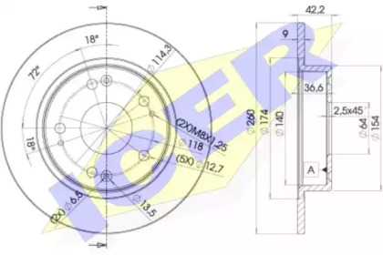 Тормозной диск ICER 78BD2510-2