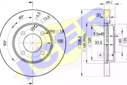 Тормозной диск ICER 78BD3975-2