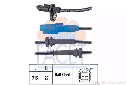 Датчик, частота вращения колеса FACET 21.0171