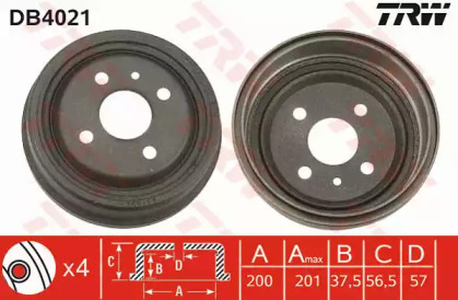 Тормозной барабан TRW DB4021