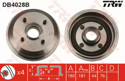 Тормозной барабан TRW DB4028B