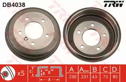 Тормозной барабан TRW DB4038