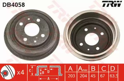 Тормозной барабан TRW DB4058