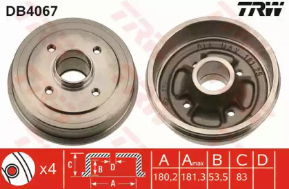 Тормозной барабан TRW DB4067