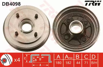 Тормозной барабан TRW DB4098