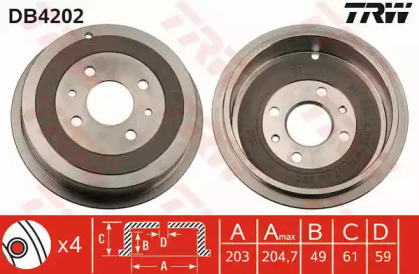 Тормозной барабан TRW DB4202