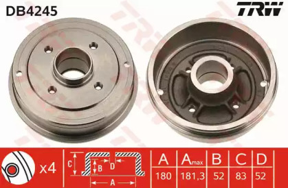 Тормозной барабан TRW DB4245