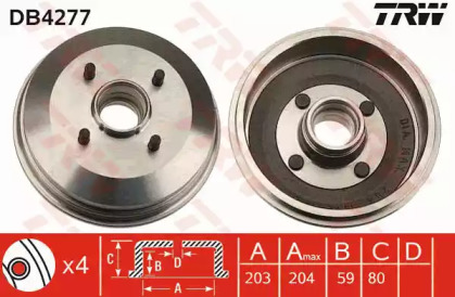 Тормозной барабан TRW DB4277