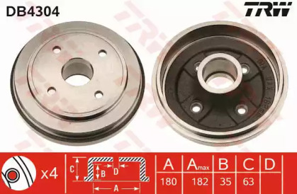 Тормозной барабан TRW DB4304