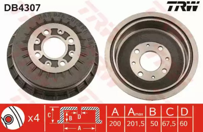 Тормозной барабан TRW DB4307