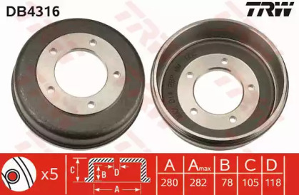 Тормозной барабан TRW DB4316