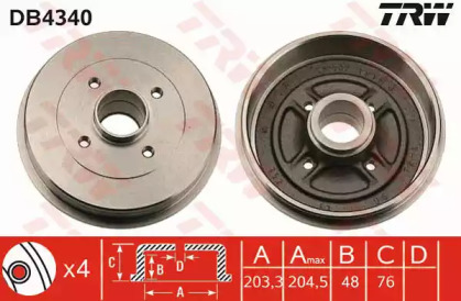 Тормозной барабан TRW DB4340