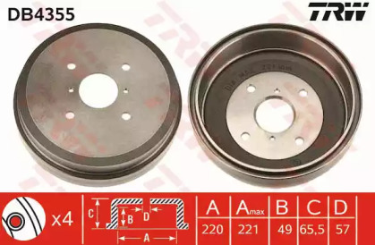 Тормозной барабан TRW DB4355