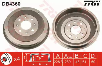 Тормозной барабан TRW DB4360