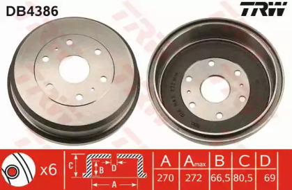 Тормозной барабан TRW DB4386