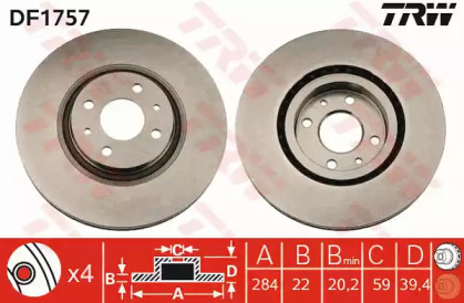Тормозной диск TRW DF1757