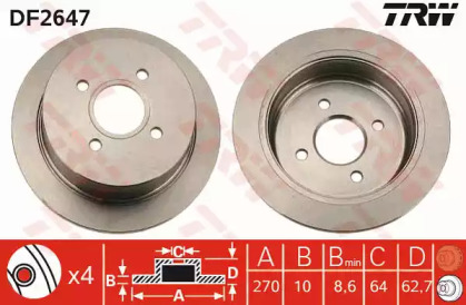 Тормозной диск TRW DF2647