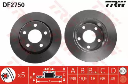 Тормозной диск TRW DF2750