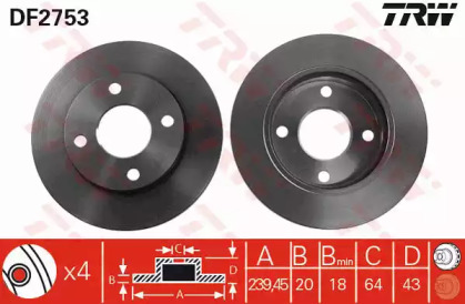 Тормозной диск TRW DF2753