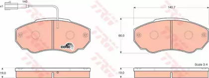 Комплект тормозных колодок, дисковый тормоз TRW GDB1517