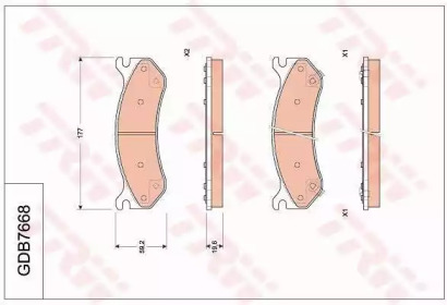 Комплект тормозных колодок, дисковый тормоз TRW GDB7668
