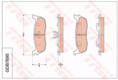 Комплект тормозных колодок, дисковый тормоз TRW GDB7695