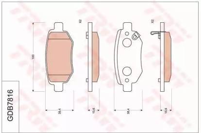Комплект тормозных колодок, дисковый тормоз TRW GDB7816