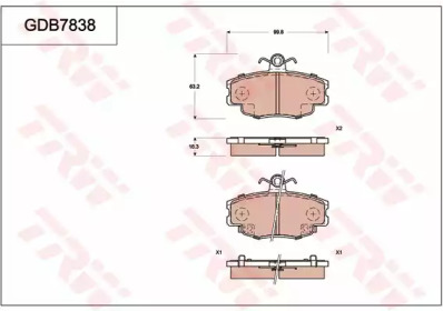 Комплект тормозных колодок, дисковый тормоз TRW GDB7838