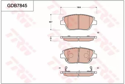 Комплект тормозных колодок, дисковый тормоз TRW GDB7845