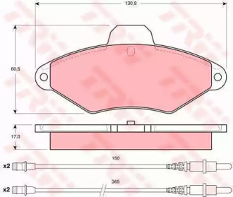 Комплект тормозов, дисковый тормозной механизм TRW GTD1038