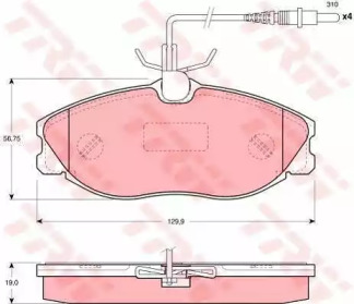 Комплект тормозов, дисковый тормозной механизм TRW GTD1043