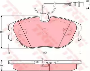 Комплект тормозов, дисковый тормозной механизм TRW GTD1074