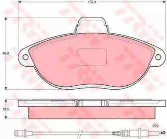 Комплект тормозов, дисковый тормозной механизм TRW GTD1077