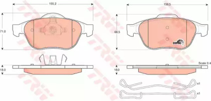 Комплект тормозов, дисковый тормозной механизм TRW GTD1180