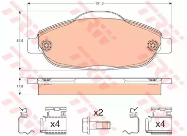 Комплект тормозов, дисковый тормозной механизм TRW GTD1205