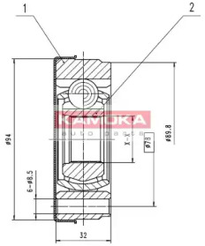 Шарнирный комплект KAMOKA 8022