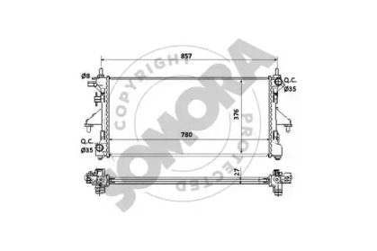 Радиатор, охлаждение двигателя SOMORA 084240