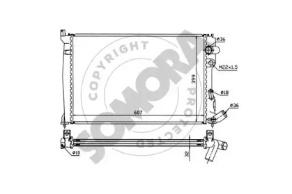 Радиатор, охлаждение двигателя SOMORA 052144