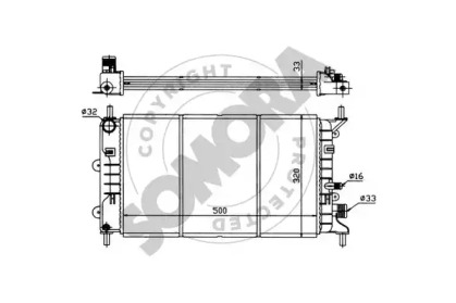 Радиатор, охлаждение двигателя SOMORA 093141