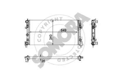 Радиатор, охлаждение двигателя SOMORA 355640