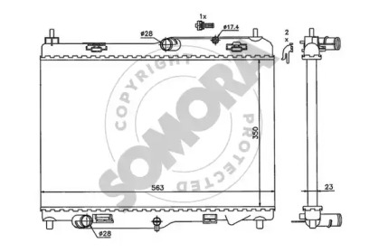 Радиатор, охлаждение двигателя SOMORA 092740A