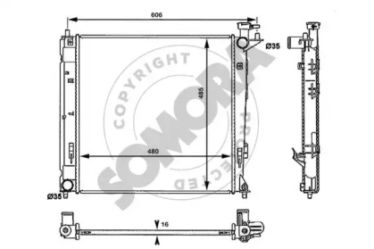 Радиатор, охлаждение двигателя SOMORA 136640