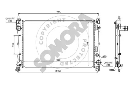 Радиатор, охлаждение двигателя SOMORA 088240