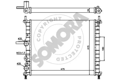 Радиатор, охлаждение двигателя SOMORA 082240D
