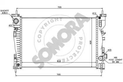 Радиатор, охлаждение двигателя SOMORA 010340B