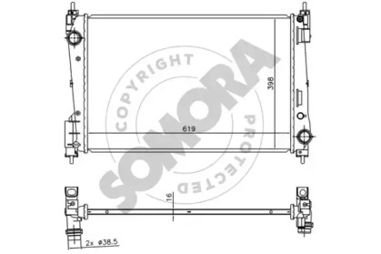 Радиатор, охлаждение двигателя SOMORA 081540B
